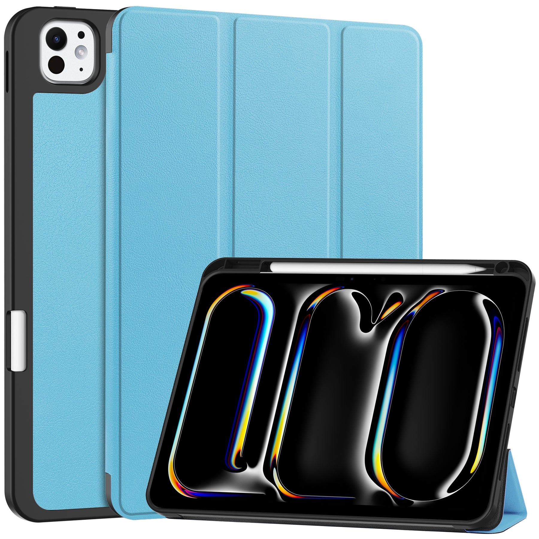 For iPad Pro 11 (2024) Leather Case Drop-proof Tri-fold Stand Tablet Cover with Pen Slot For iPad Pro 11 (2024) Leather Case Drop-proof Tri-fold Stand Tablet Cover with Pen Slot